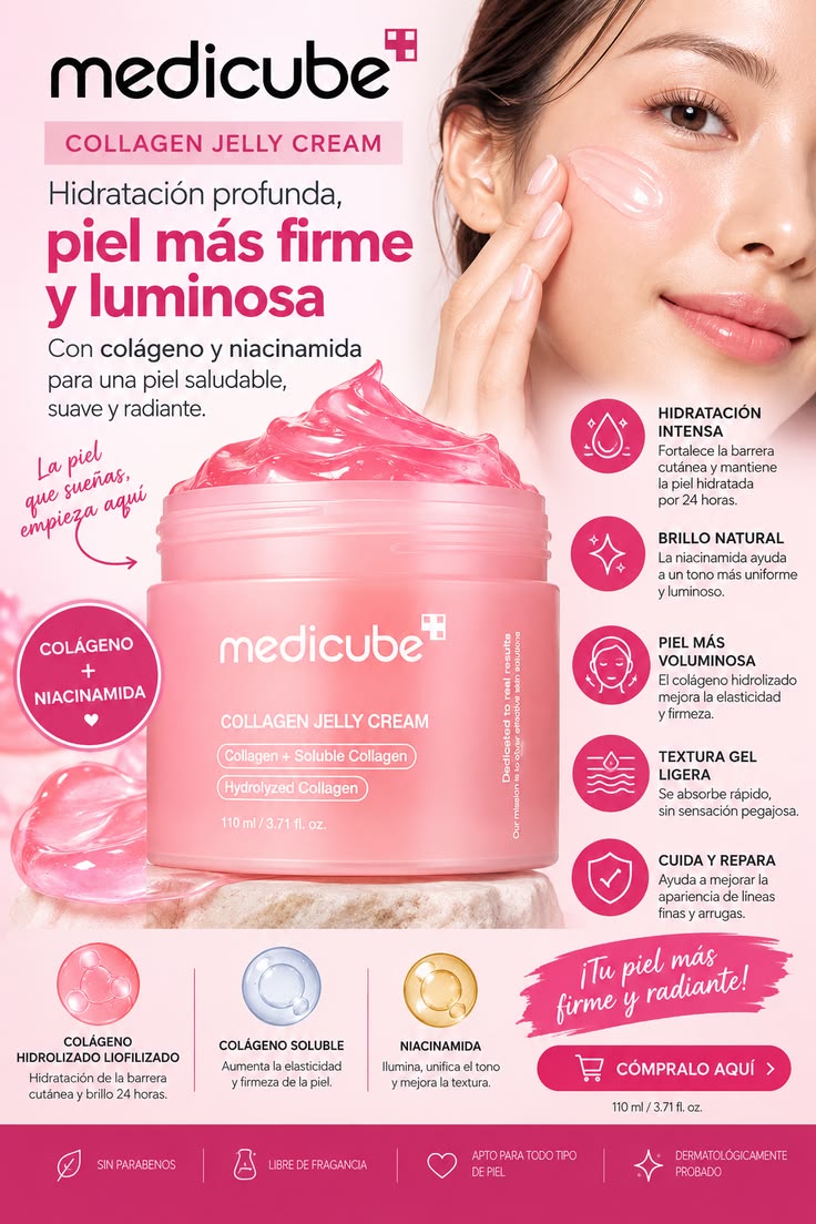 MEDICUBE Crema Gel Liviana con Colágeno y Niacinamida Efecto Glass Glow