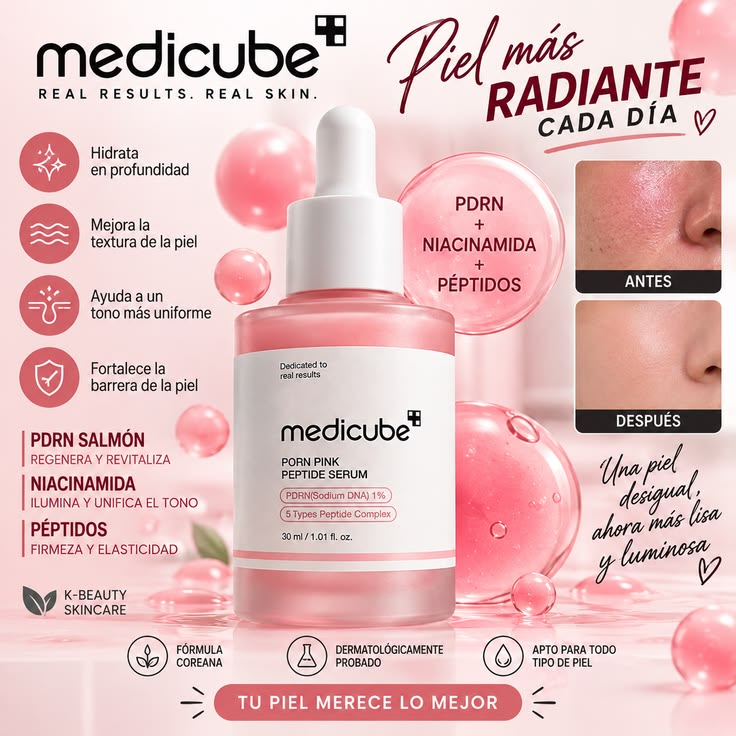 MEDICUBE - PDRN Pink Peptide Serum (30 ml)  Serum Glow instantáneo y renovador